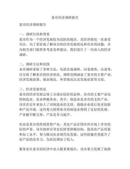 某市经济调研报告