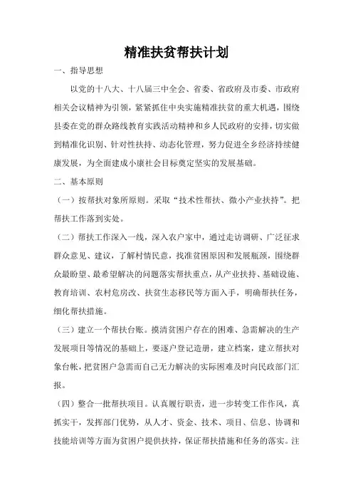 精准扶贫帮扶计划