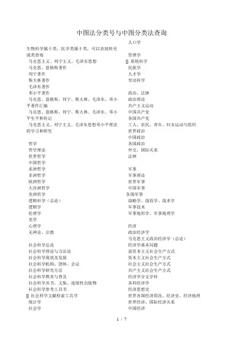 中图法分类号与中图分类法查询