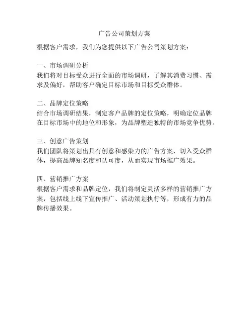 广告公司策划方案