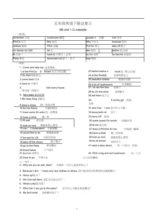最新译林小学英语5B-全册知识点梳理.docx