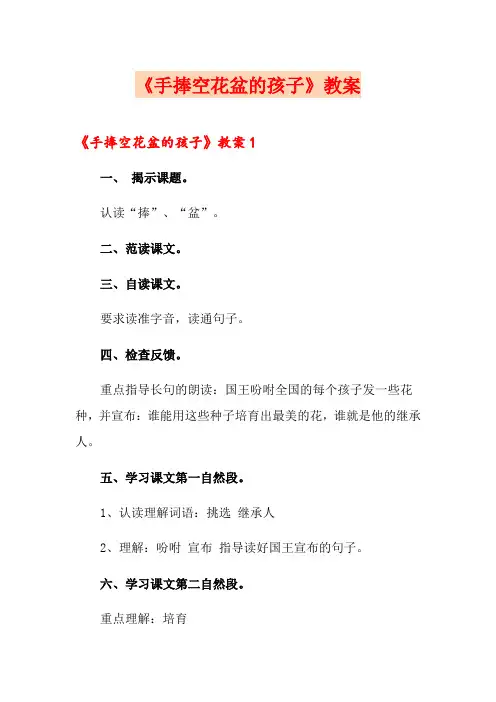 《手捧空花盆的孩子》教案