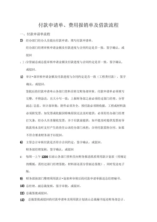 付款申请、报销流程