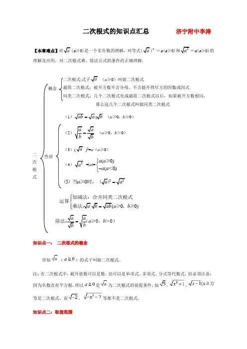 二次根式的知识点汇总