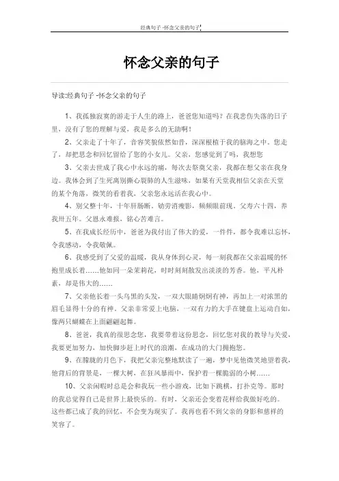 怀念父亲的句子