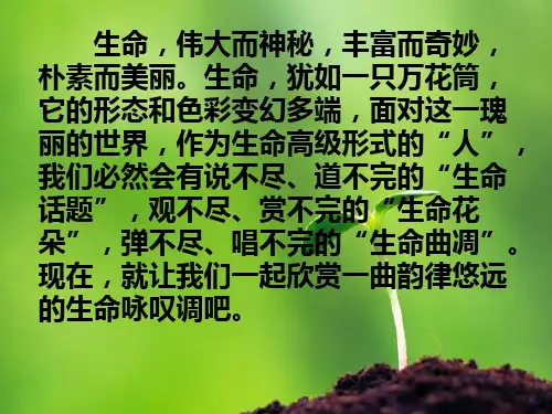 九年级语文下册《谈生命》优秀课件(20张ppt)