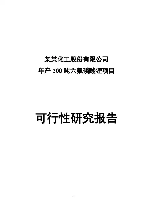 六氟磷酸锂立项可行性研究报告