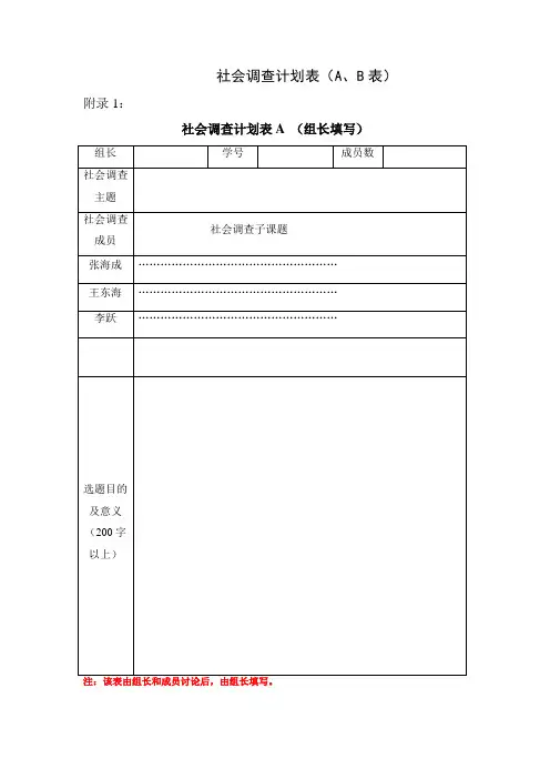 毛邓三社会调查计划表