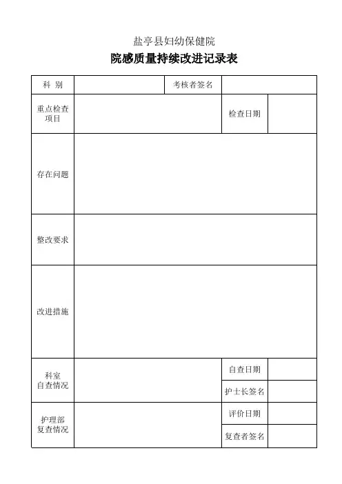 院感质量持续改进记录表