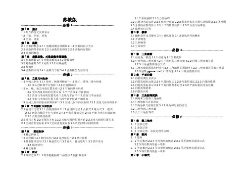 高中数学苏教版教材目录(必修+选修)