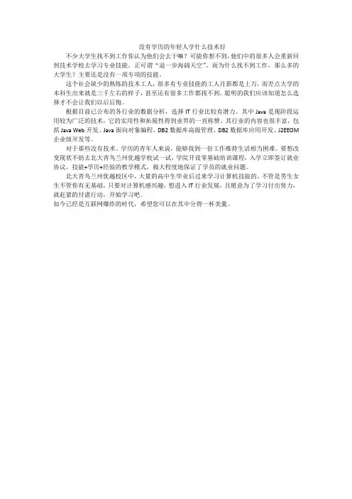没有学历的年轻人学什么技术好