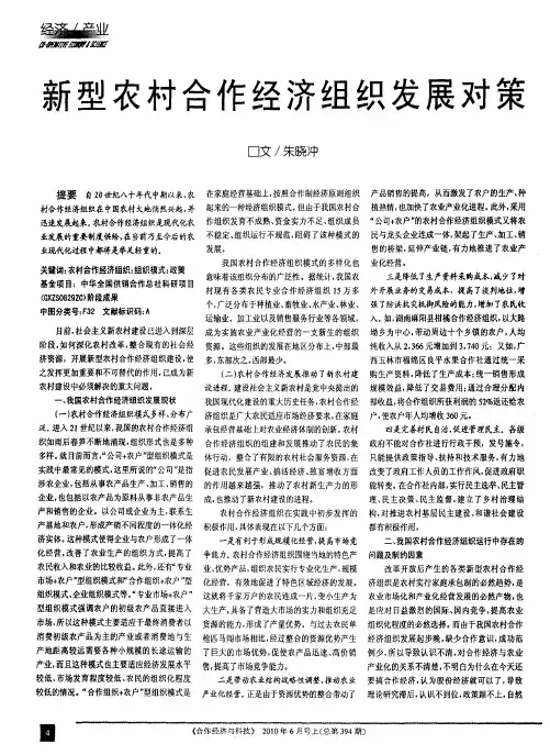 新型农村合作经济组织发展对策