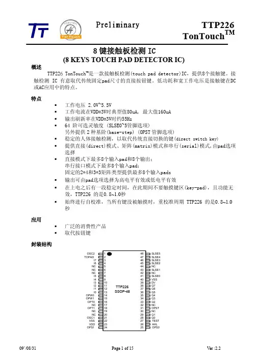 触摸IC TTP226