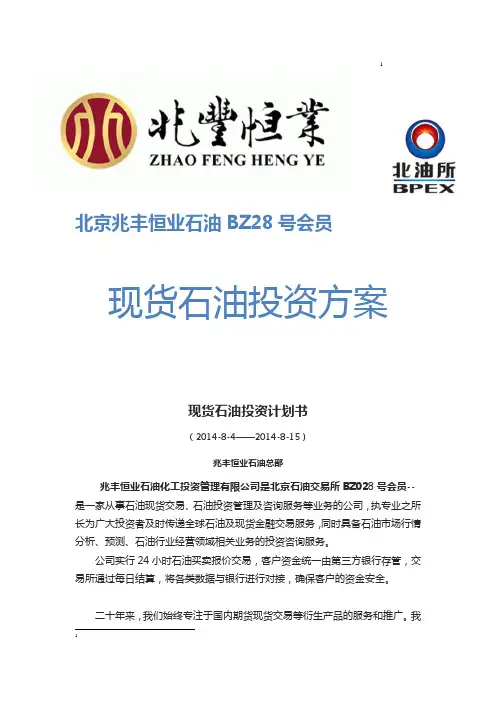 兆丰恒业石油投资计划书