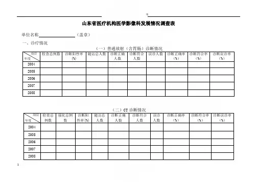 山东省医疗机构医学影像科发展情况调查表
