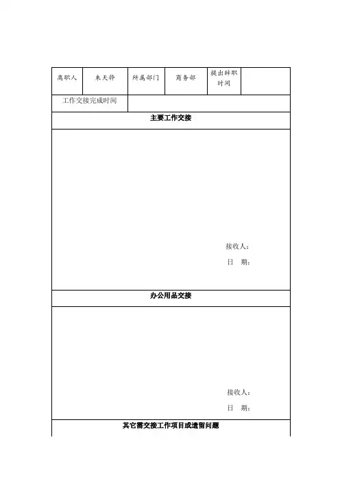 离职交接手续表模板