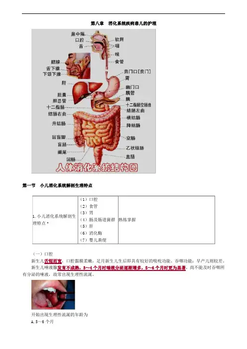 儿科护理学- 消化系统疾病患儿的护理