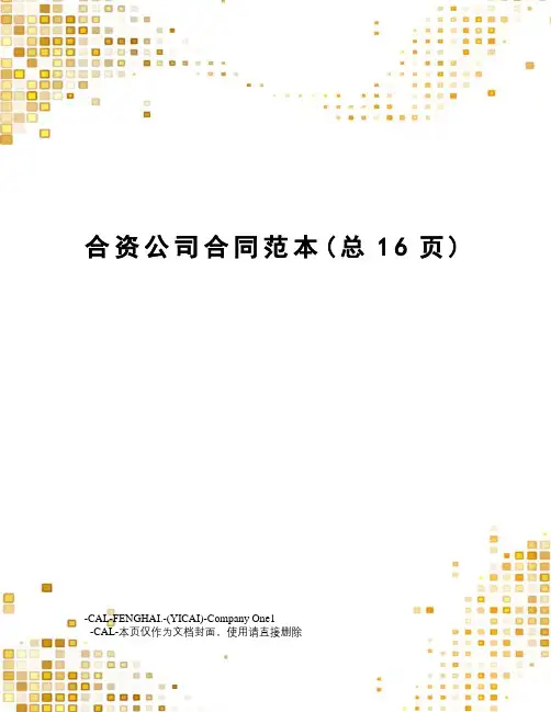 合资公司合同范本 2