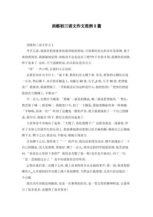 训练初三语文作文范例5篇