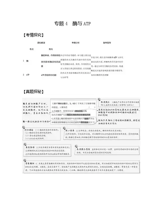 2021年江苏高考生物复习练习讲义：专题4 酶与ATP