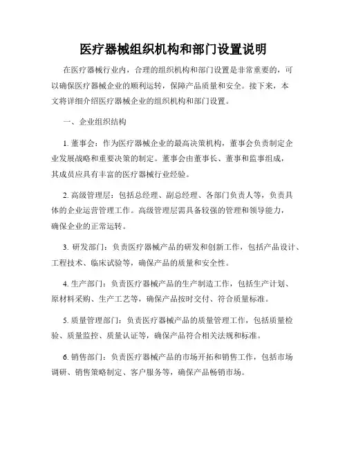 医疗器械组织机构和部门设置说明 2