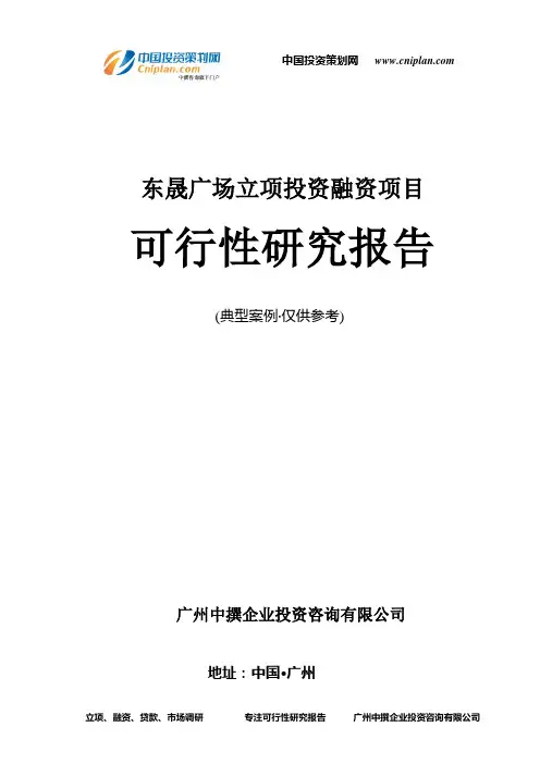 东晟广场融资投资立项项目可行性研究报告(中撰咨询)