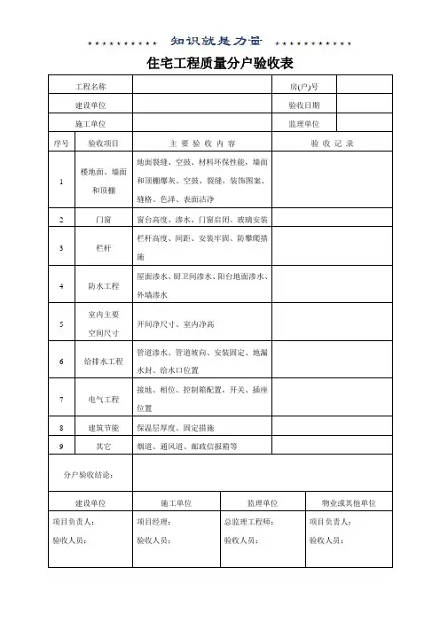 分户验收记录表
