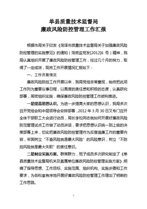 廉政风险总结汇报