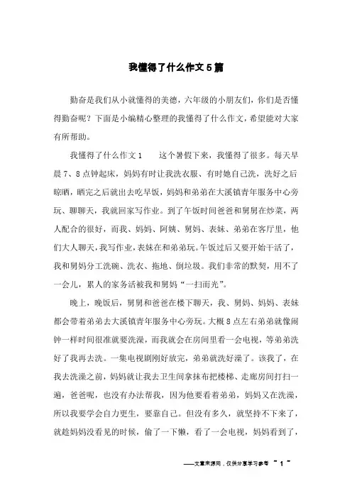 我懂得了什么作文5篇 2