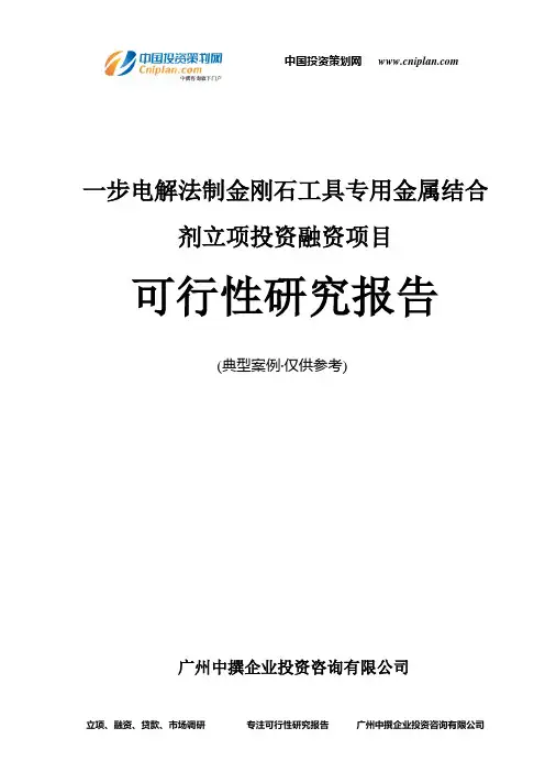 一步电解法制金刚石工具专用金属结合剂融资投资立项项目可行性研究报告(中撰咨询)