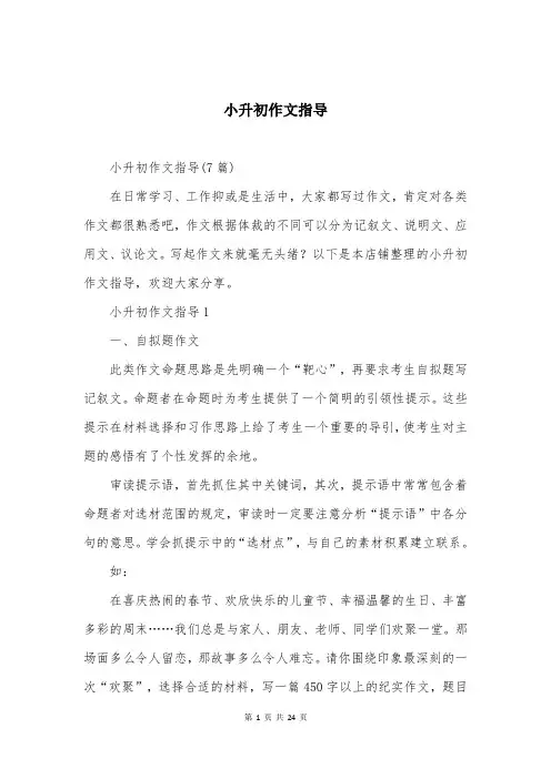 小升初作文指导