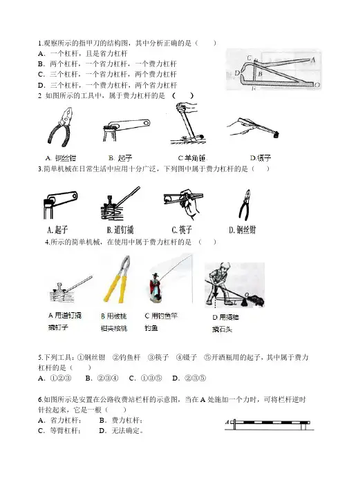初二物理杠杆练习题
