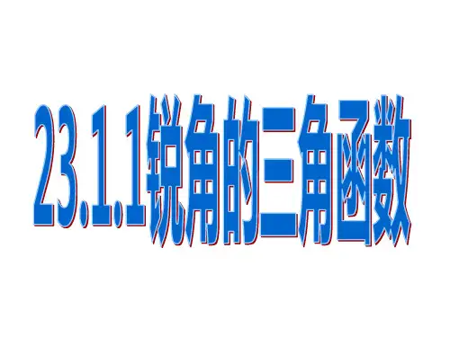 沪科版初中数学九年级上册锐角的三角函数精品PPT