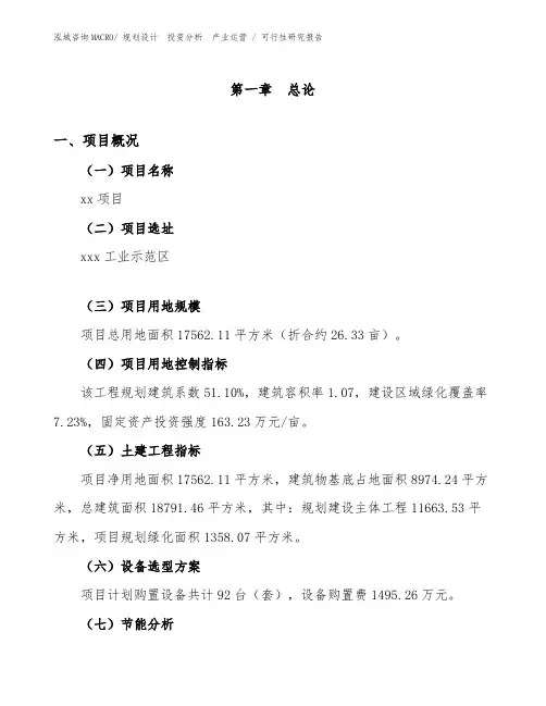 输送设备项目可行性研究报告模板