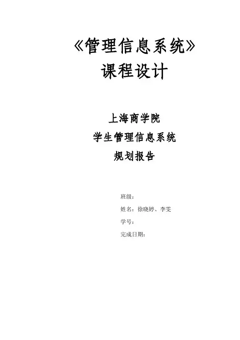 学生管理信息系统战略规划