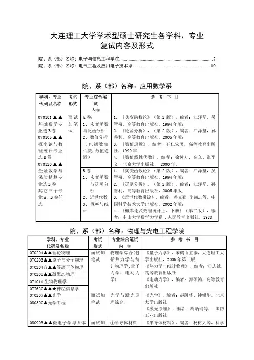 大连理工复试内容及形式