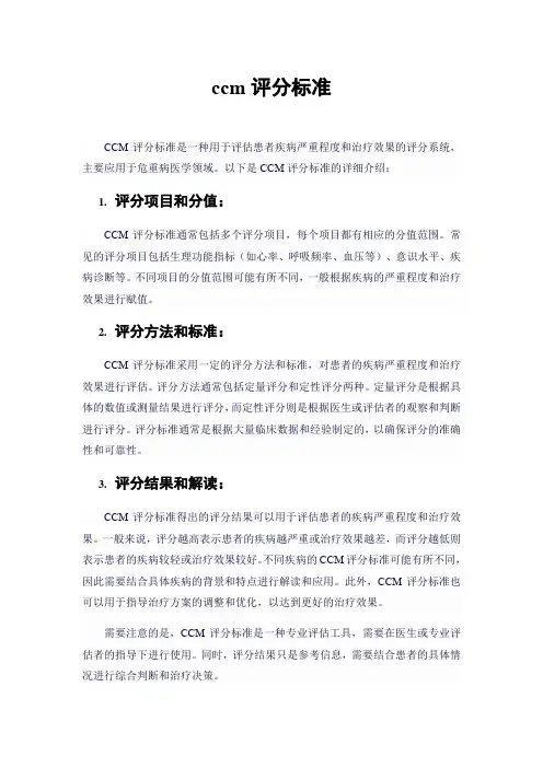 ccm评分标准