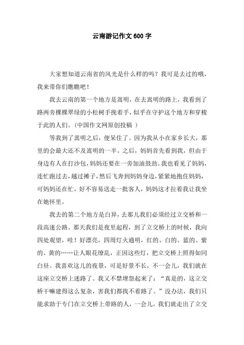 云南游记作文600字