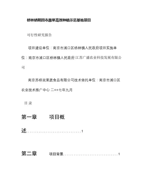 蔬菜基地项目可行性研究报告.