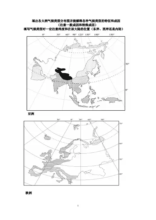各大洲气候类型空白图