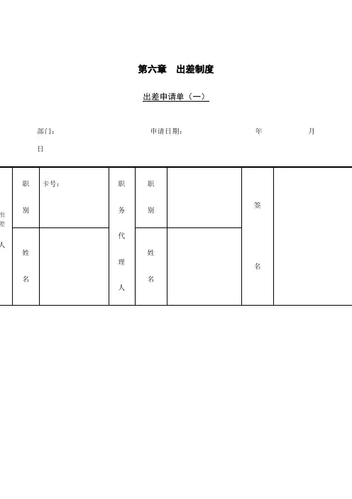 出差申请单表格模板、doc格式)