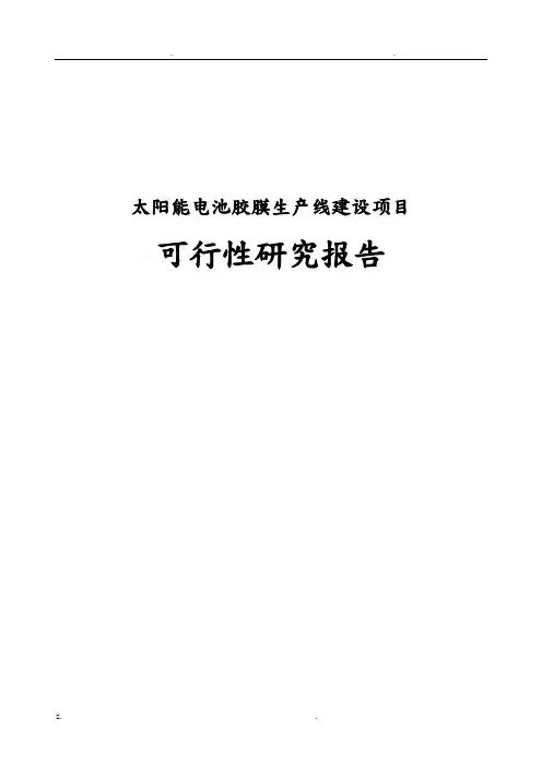 太阳能电池胶膜生产线建设可行性研究报告
