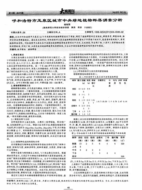 呼和浩特市玉泉区城市中央绿地植物群落调查分析