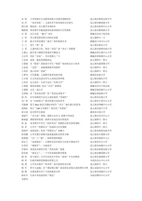 2012年省教海探航连云港获奖名单
