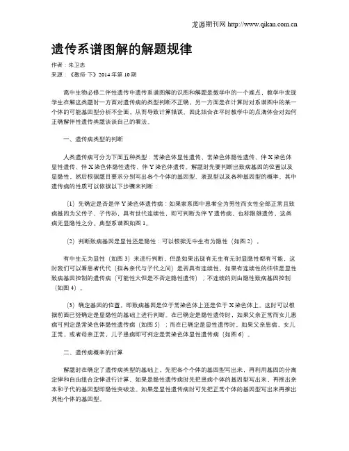 遗传系谱图解的解题规律
