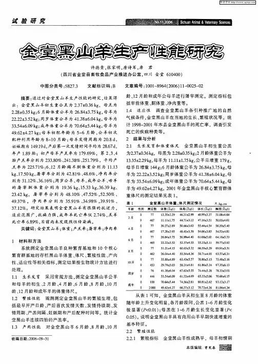 金堂黑山羊生产性能研究