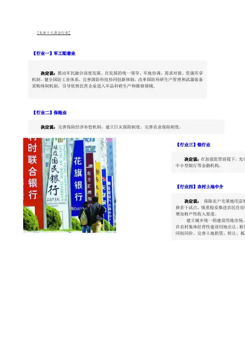 [未来十大黄金行业]