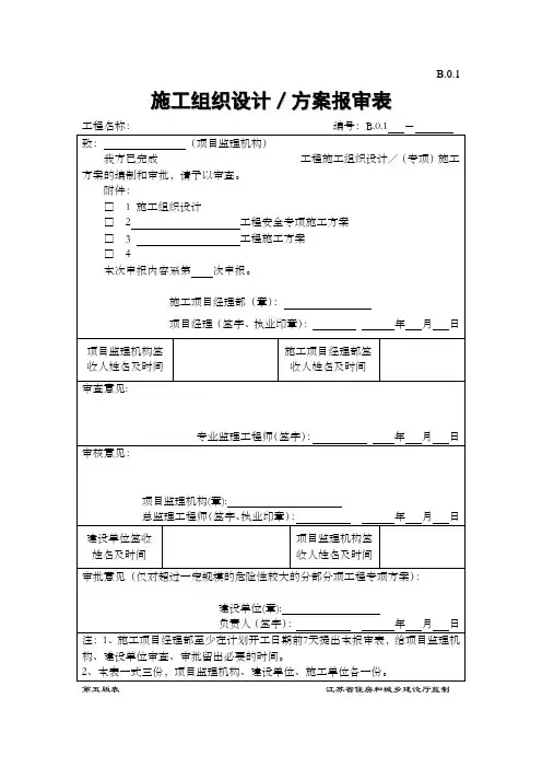 B.0.1  施工组织设计、方案报审表