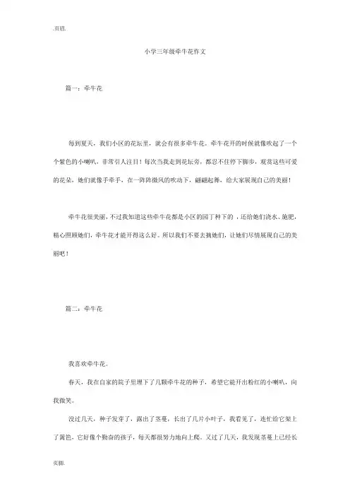 小学三年级牵牛花作文