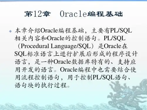 精通Oracle核心技术和项目实战之Oracle编程基础